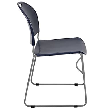 Flash Furniture HERCULES Series 5 Pack 880 lb. Capacity Navy Ultra-Compact Stack Chair with Silver Powder Coated Frame - Image 8