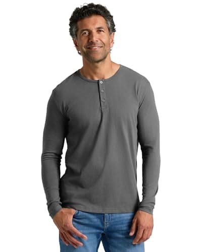 True Classic Long Sleeve Shirts for Men — Mens Long Sleeve Tee-Shirts, Henley Shirts for Men and Waffle-Knit Thermal T-Shirts - Henley - Regular, Pack of 1, Carbon, M - Image 1