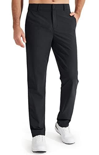 Libin Mens Golf Pants Classic Fit Stretch Work Dress Pants 32" Quick Dry Lightweight Business Casual Trousers Comfort Water Resistant, Black, 38W x 32L - Image 1