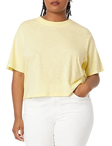 The Drop Women's Sydney Short-sleeve Cropped Crew Neck T-shirt, Pastel Yellow, L - Image 4