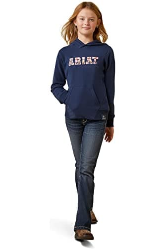 ARIAT Unisex Youth 3D Logo 2.0 Hoodie, Navy/Red, Size X-Small - Image 3