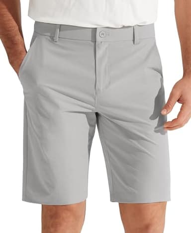 Libin Men's Golf Shorts 9" Casual Flat Front Hybrid Shorts Work Dress Chino Short Lightweight Quick Dry Water Resistant with Pockets, Light Grey, Size 33 - Image 1