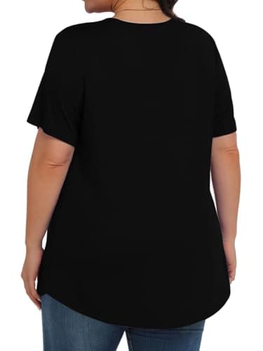 Womens Plus Size Tops Tunic Short Sleeve Crew Neck Shirts Casual Soft Blouse Black 4X - Image 4