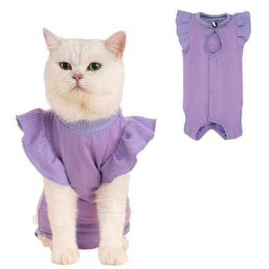Avont Cat Recovery Suit - Post-Surgery Onesie for Cats, Alternative to Cone of Shame, Protective Spay Suit for Female Kitten, Ideal for Healing and Skin Conditions -Purple(S) - Image 1