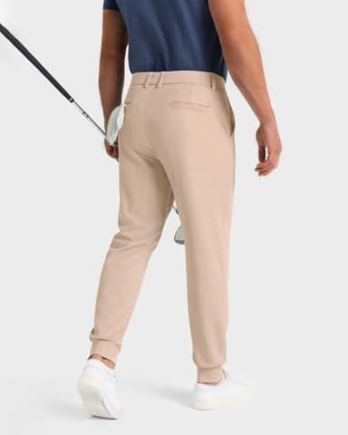 SNOWTEN Men's Golf Joggers Pants with 5 Pockets Stretch Fit Work Dress Athletic Jogger Sweatpants for Running Gym Khaki 2XL - Image 2