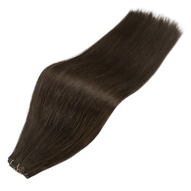 Full Shine Sew In Hair Extensions Real Human Hair Genius Weft Hair Extensions Hand Tied Weft Real Hair Sew In Extensions Remy Hair Dark Brown Full Head for Women 60 Gram 24 Inch - Image 9