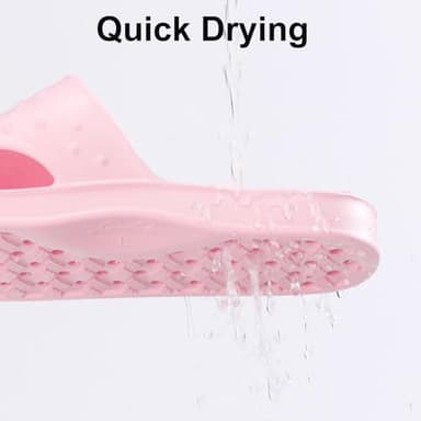 shevalues Shower Shoes for Women Men with Arch Support Quick Drying Pool Slides Lightweight Beach Sandals with Drain Holes, Pink 8-9 Women / 6.5-7.5 Men - Image 3
