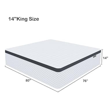 Deegari King Mattress,14 Inch King Size Mattress in a Box,Gel Memory Foam and Innerspring Hybrid Mattress with Individual Pocket Spring for Motion Isolation,Pressure Relief,Medium Firm Feel - Image 2