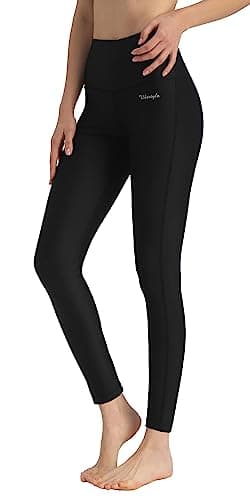 Ubestyle UPF 50+ High Waist Women's Swim Pants Swim Leggings Swimming Tights Rash Guard Pants Sun Protective Black (UBT3001BLACKM) - Image 1