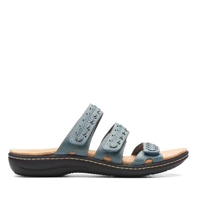 Clarks Collection Women's Laurieann Cove flats-sandals, Blue Grey Leather, 9 Medium US - Image 2