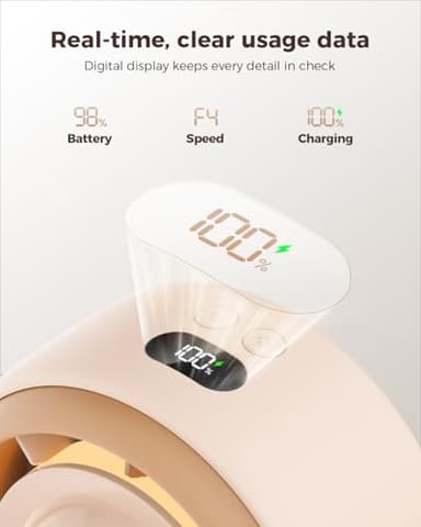 SWEETFULL Baby Stroller Fan - 4000mAh Rechargeable 4-Speed Quiet with LED Display & Night Light, Mini Portable 360° Clip On Safe Fan for Car Seat, Crib, Travel - Brown - Image 5