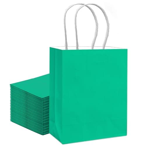qiqee 30PCS Medium Gift Bag with Handles Bulk 11"x5"x8" Gift Bags Lake Green Bags Multiple Uses (Medium Size) - Image 1