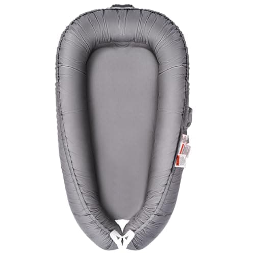 Baby Lounger, Infant Nest Cover, Newborn Lounger Cover Co Sleeper for Baby 0-24 Months, 100% Cotton Breathable Cosleeper for Baby in Bed, Soft Baby Essentials Gifts, Machine Washable (Gray) - Image 1