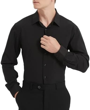 Men's Long Sleeve Dress Shirts, Regular Fit Stretch Wrinkle-Free Business Casual Button-Down Shirts with Front Pocket - Image 5