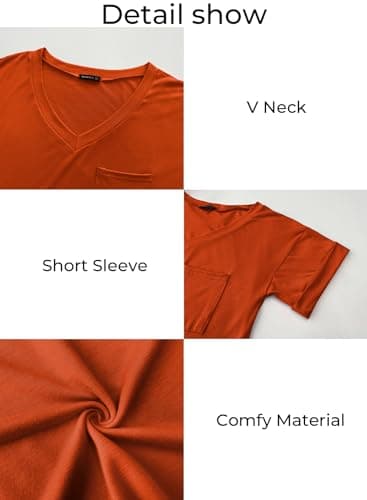MIHOLL Women's Short Sleeve V-Neck Shirts Loose Casual Tee T-Shirt (11_Orange, X-Large) - Image 4