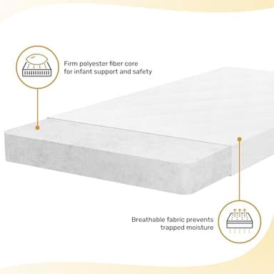 Evolur Rest EZ 2-in-1 Mini Crib Mattress – Dual-Sided Comfort, Water-Resistant White Cover, GREENGUARD Gold & JPMA Certified, Crafted from Recycled Sustainable Materials, Proudly Made in USA - Image 5
