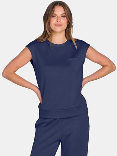 ANRABESS Two Piece Sets for Women Summer Sleeveless Sweatsuits Wide Leg Casual Lounge Set Matching Vacation Travel Outfits Large - Image 7