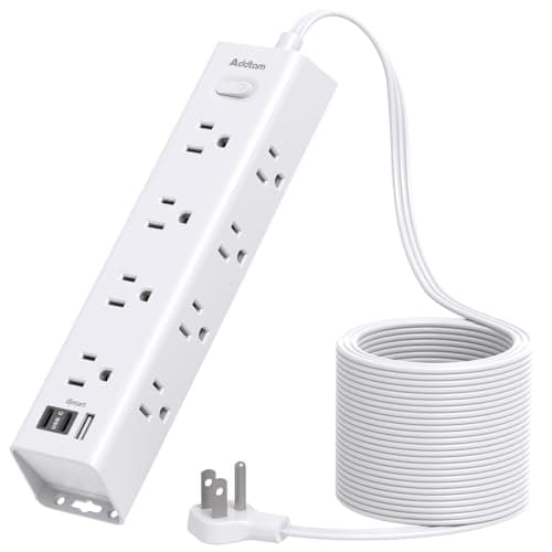 15Ft Extension Cord with Multiple Outlets, Addtam Flat Plug Power Strip Surge Protector with 15 Ft Long Cord,12 Outlet 3 USB Ports (2USB C), Desk Charging Station for Home College Dorm Room Essentials - Image 1