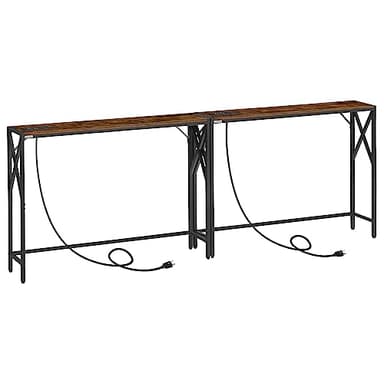 MAHANCRIS 78.7'' Narrow Sofa Table with Charging Station, 2 Pack Skinny Console Table, Long Entryway Hallway Couch Table with Power Outlets, Rustic Brown CTHR151E01S2 - Image 1