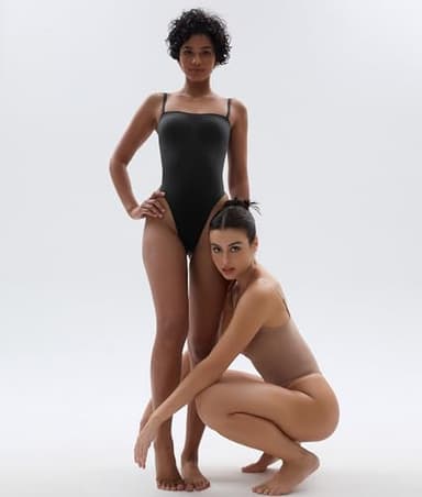 SHAPERX Strapless Bodysuit for Women Tummy Control Seamless Shapewear Thong Body Shaper with Invisible & Removable Straps,SZ5216-Black-L/XL - Image 6