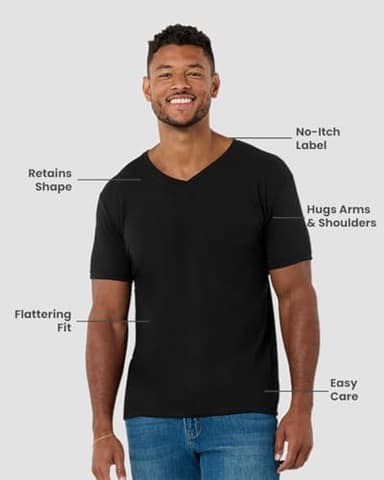 INTO THE AM V Neck T Shirts Men 3 Pack Fitted Casual Non-Branded Plain Undershirt Sleep Vneck Tshirt Multipack (Black/Olive Green/White, XX-Large) - Image 2