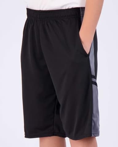 Real Essentials Boys Workout Quick Dry Shorts Youth Clothes Mesh Active Athletic Basketball Soccer Kids Pockets Running Teen Dry-Fit XL(18-20) 5-Pack - Image 4