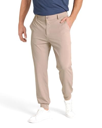 SNOWTEN Men's Golf Joggers Pants with 5 Pockets Stretch Fit Work Dress Athletic Jogger Sweatpants for Running Gym Khaki 2XL - Image 1