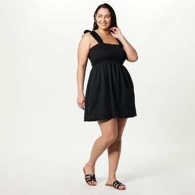 The Drop Women's Kari Ruffled-Shoulder Smocked Mini Dress Black, L - Image 7
