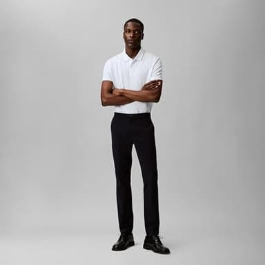 Calvin Klein Men's Stretch Pique Solid Tipped Polo Brilliant White - Image 3