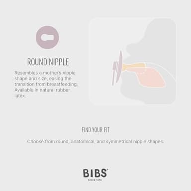 BIBS Pacifiers Colour Collection | Natural Rubber Baby Pacifier | Round Nipple | Set of 2 BPA-Free Soothers | Made in Denmark | 6+ Months (Pack of 2) | Sage/Ivory - Image 3