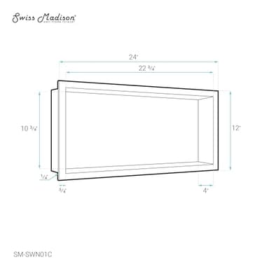 Swiss Madison Well Made Forever Voltaire 12” x 24” Stainless Steel Single Shelf Wall Niche in Matte Chrome - Image 3
