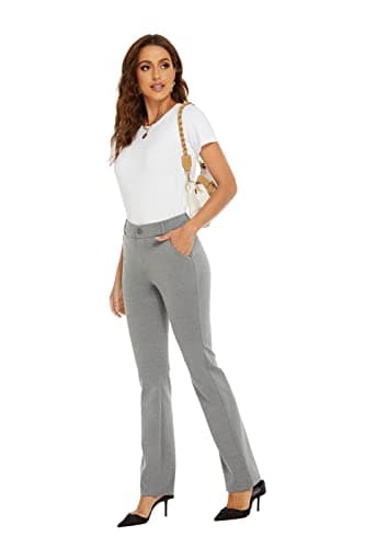 iChosy Women's Ease into Comfort Barely Bootcut Stretch Dress Pants Grey 6 Short - Image 6