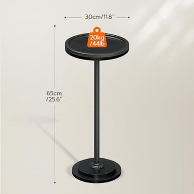 HOOBRO Small Round Side Table, Drink Table, Coffee Martini Table with Pedestal for Small Spaces in Living Room, Bedroom, Sofa Couch, Black BB168BZ01 - Image 3