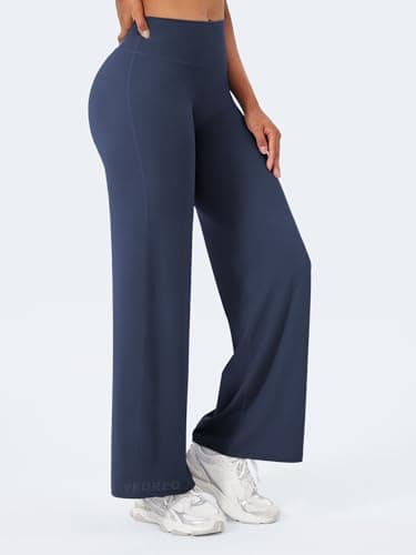 YEOREO Workout Leggings Womens No Front Seam Straight Leggings 29" High Waist Buttery Eddiy Gym Yoga Pants Navy Blue S - Image 7