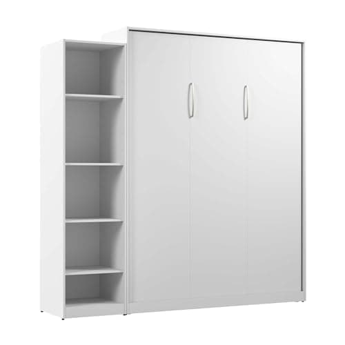Bestar Claremont Queen Murphy Bed with Closet Organizer (85W) in White, Space-Saving Sleeping Arrangement for Multipurpose Room - Image 1
