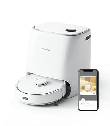 NARWAL Freo Mate Robot Vacuum and Mop Comb, Washing & Drying, Dirt Sense Ultra Clean, Auto Add Cleaner, LCD Display, Smart Swing, Arcuate-Route, WiFi, APP Control, White - Image 4