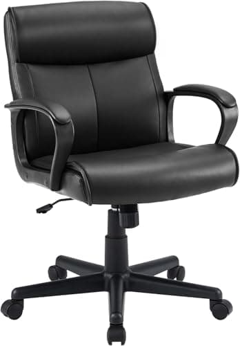 Sweetcrispy Ergonomic Office Chair Adjustable Height 360° Swivel Rolling Executive Computer Task Chairs with Padded Armrests, PU Leather - Image 5