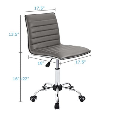 Furmax Mid Back Task Chair, Low Back Leather Swivel Office Chair, Vanity Chair for Makeup Room, Computer Desk Chair Retro with Armless Ribbed (Grey) - Image 7