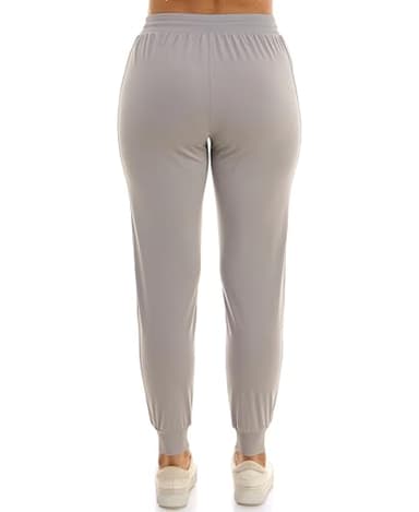 Zac & Rachel Women's Pull On Jogger Pant with Tie Front and Side Pockets, Light Grey, L - Image 4