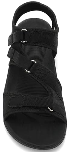 UBFEN Womens Hiking Comfortable Sport Walking Sandals Outdoor Athletic Water Sandals with Three Adjustable Straps Black Size US 9 - Image 8