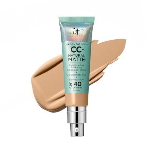 IT Cosmetics CC+ Cream Natural Matte (Medium Tan) - Poreless Full Coverage Foundation With SPF 40, 16HR Shine Control, Color-Corrector, Skin-Balancing Serum, Noncomedogenic - 1.08 fl oz - Image 1