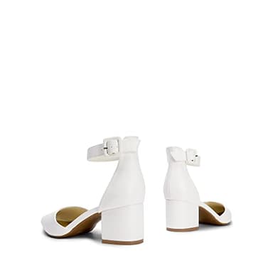DREAM PAIRS ANNEE Pointed Toe Low Chunky Heels Pump Shoes,Size 7.5,White/Pu,ANNEE - Image 7