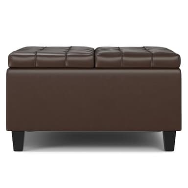 SIMPLIHOME Harrison 30 inch Wide Transitional Square Small Coffee Table Storage Ottoman in Chocolate Brown Vegan Faux Leather, Assembled, for The Living Room and Bedroom - Image 6