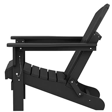 SERWALL Foldable Adirondack Chair Set of 4 for Patio Garden Outdoors Fire Pit-Black - Image 11