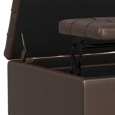 SIMPLIHOME Harrison 30 inch Wide Transitional Square Small Coffee Table Storage Ottoman in Chocolate Brown Vegan Faux Leather, Assembled, for The Living Room and Bedroom - Image 10