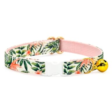 Bow Tie Cat Collar Set, Wedding/Birthday Gift for Cat, Summer Strelizia Flower Floral, Cat Accessories - Image 3