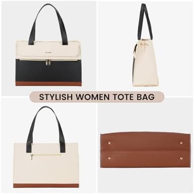 LOVEVOOK Laptop Bag for Women 15.6 Inch Laptop Tote Work Bag Professional Leather Computer Briefcase Waterproof Handbag Shoulder Bag Large Capacity Business Teacher Office Bag Crossbody Purse - Image 8