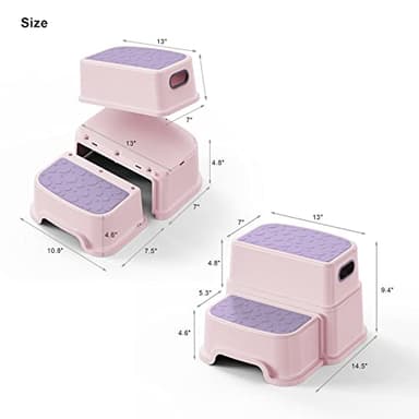 Two Step Stool for Kids -Toddler Step Stool for Bathroom Sink-Dual Height 9.5" Non-Slip for Potty Training, Kitchen, Bedroom & Classroom ((Includes Two Ducks) - Image 2
