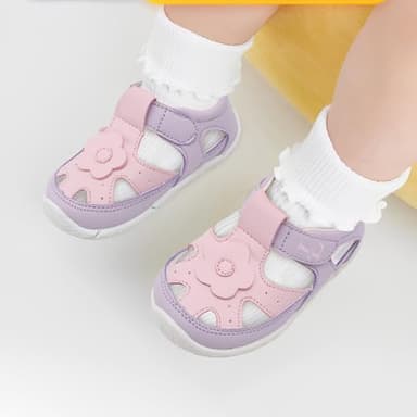 Toddler Sandals Little Girl Dress Shoes Flower Princess Flat Shoes PU Leather Girls Mary Jane Shoes Pink 9.5-10 Toddler - Image 2