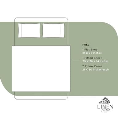 Linen Home 100% Cotton Percale Sheets Full Size, Oil Green, Deep Pocket, 4 Pieces Set - 1 Flat, 1 Deep Pocket Fitted Sheet and 2 Pillowcases, Crisp Cool and Strong Bed Linen - Image 6